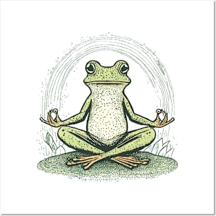 Meditating frog Posters and Art